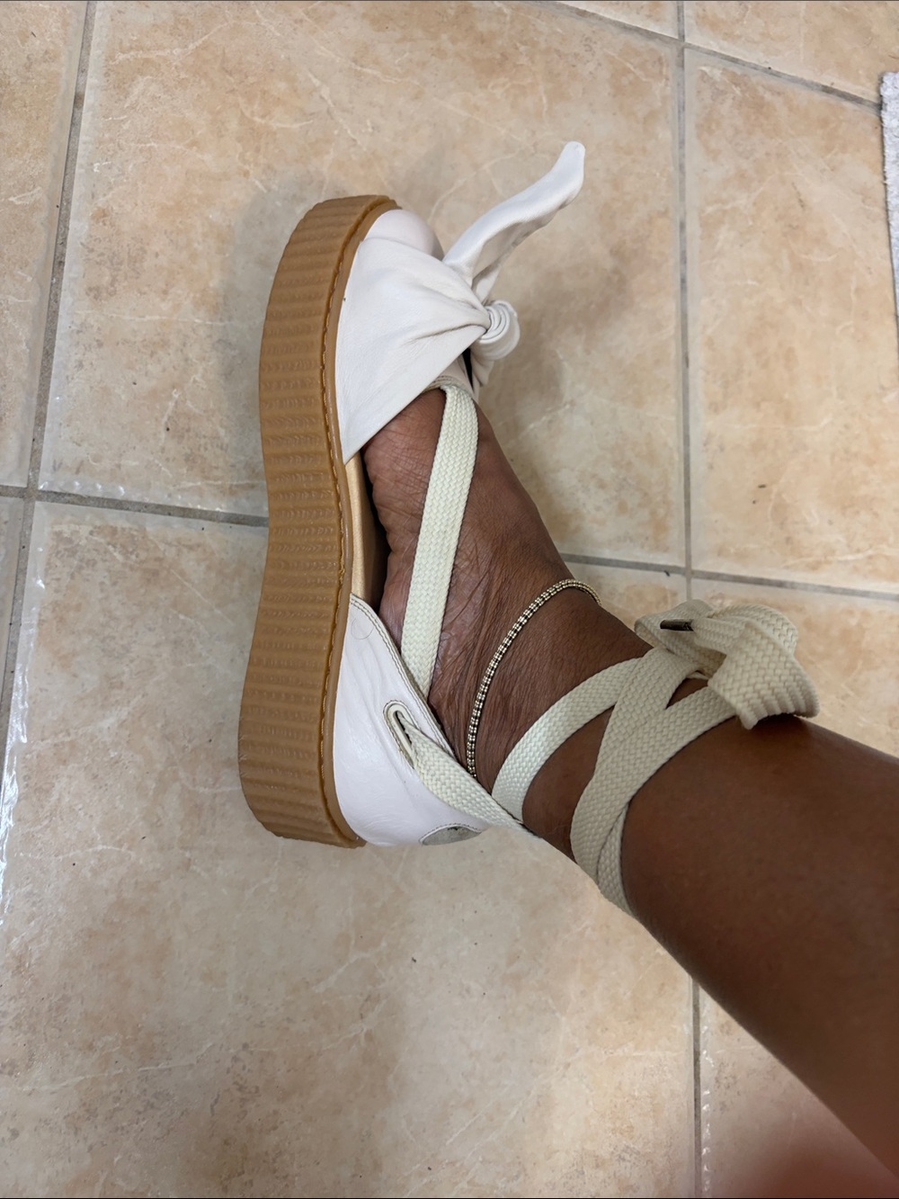 Women's White Platform Espadrille Sneakers with Tan Sole